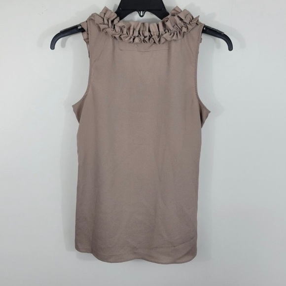 New York & Company Medium Womens Ruffle Front Top Tan/Taupe - NY&C - Picture 2 of 6
